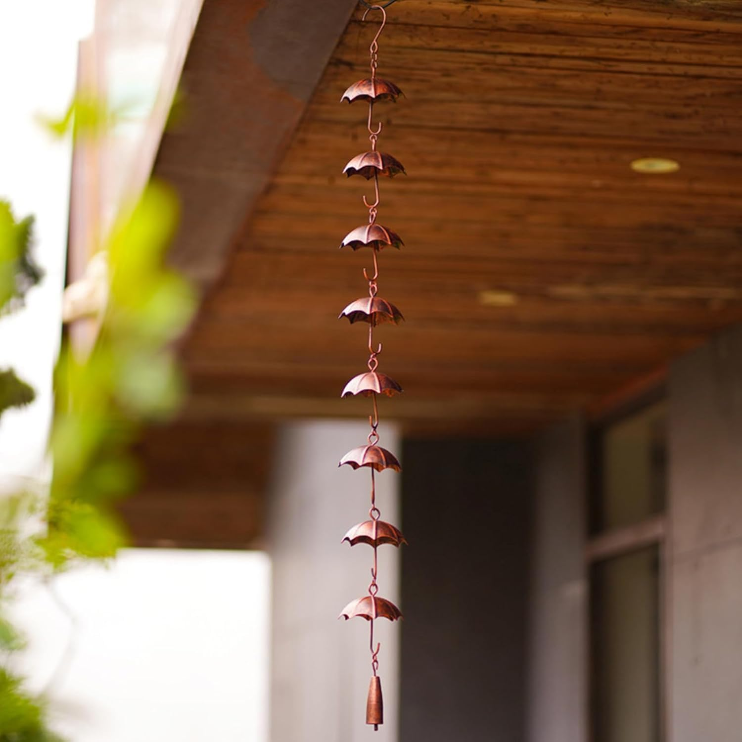 Steel Leaf Rain Chain, Garden Mom, Gutters, Rain Catcher for Downspout with Adapter, Thick Flower Cups a (Bronze Bird A)