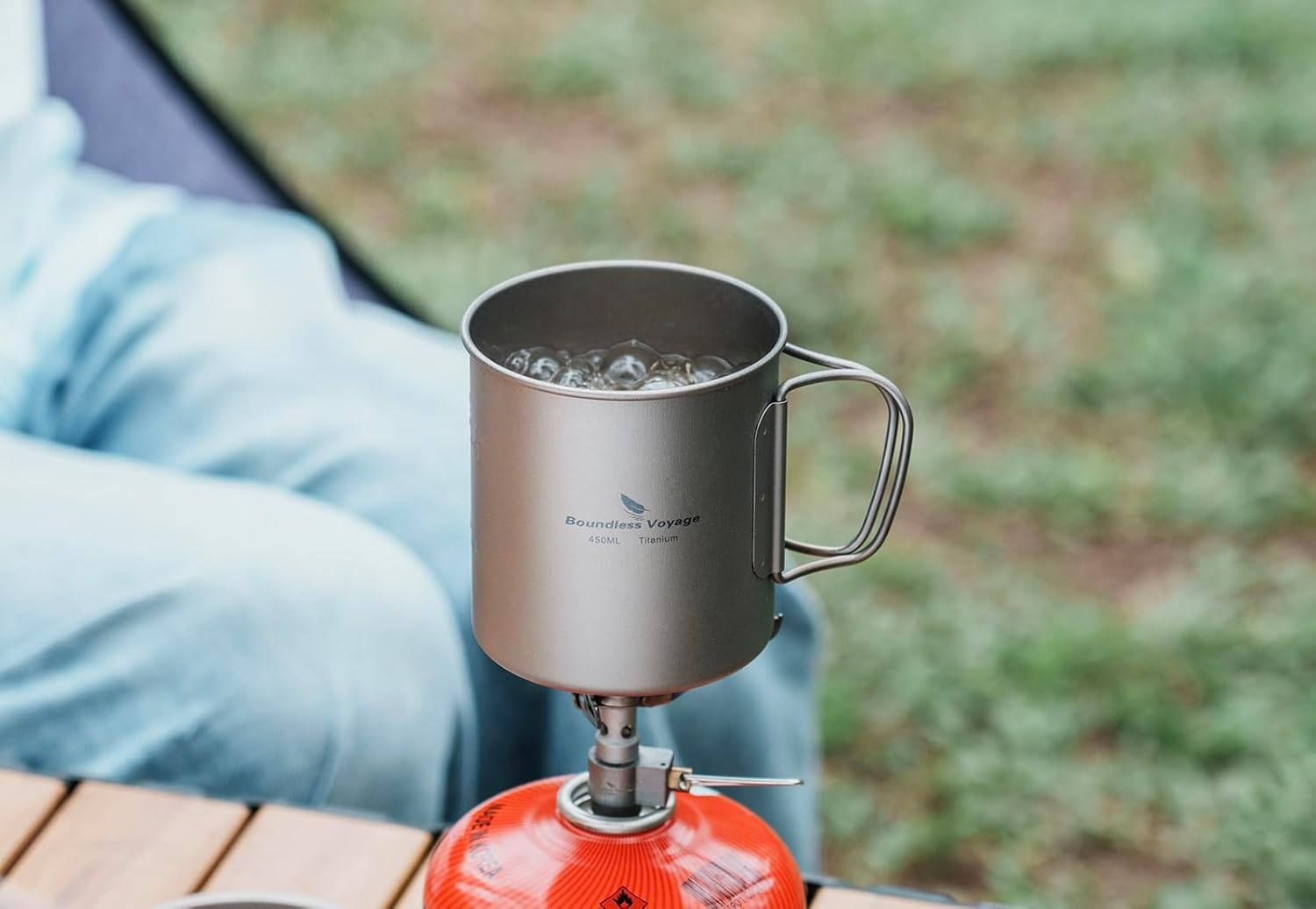 Boundless Voyage Titanium 450Ml Cup with Lid Folding Handle Outdoor Camping Ultralight Water Tea Coffee Mug image number 6