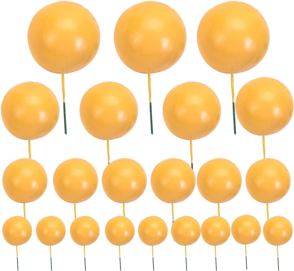 30 Pcs Lovely Ball Cake Topper Birthday Wedding Party Cake Decoration for Christmas Anniversary Birthday Party Baby Shower Cake Decoration (Yellow) image number 1