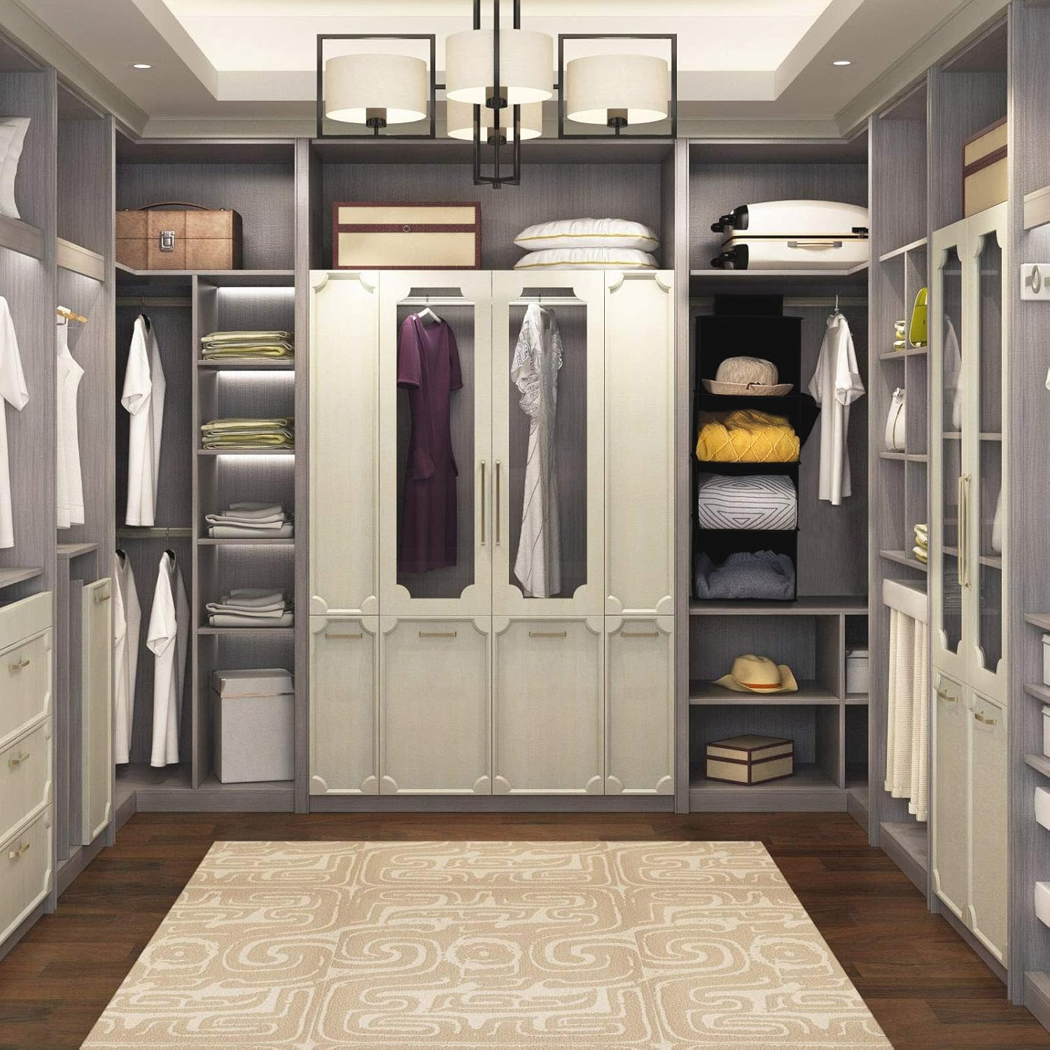 YOUDENOVA Hanging Shelf, 4-Shelf Modern Organiser, Sturdy Hanging Storage with Bamboo & MDF, Reinforced Black image number 1