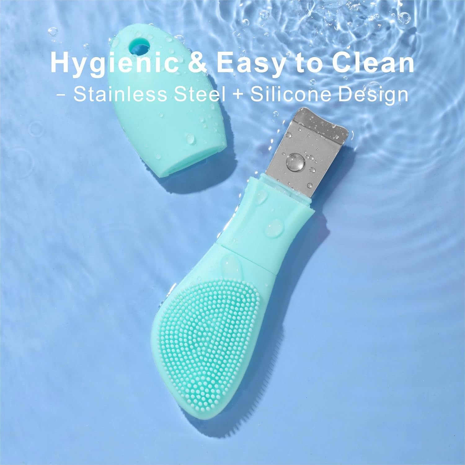 YEADMAL Blackhead Remover&Silicone Face Scrubber,Face Spatula,Facial Cleansing Brush, Pore Brush, Face Scrubber Exfoliator for Facial Deep Cleansing (Cyan) - Pink image number 5