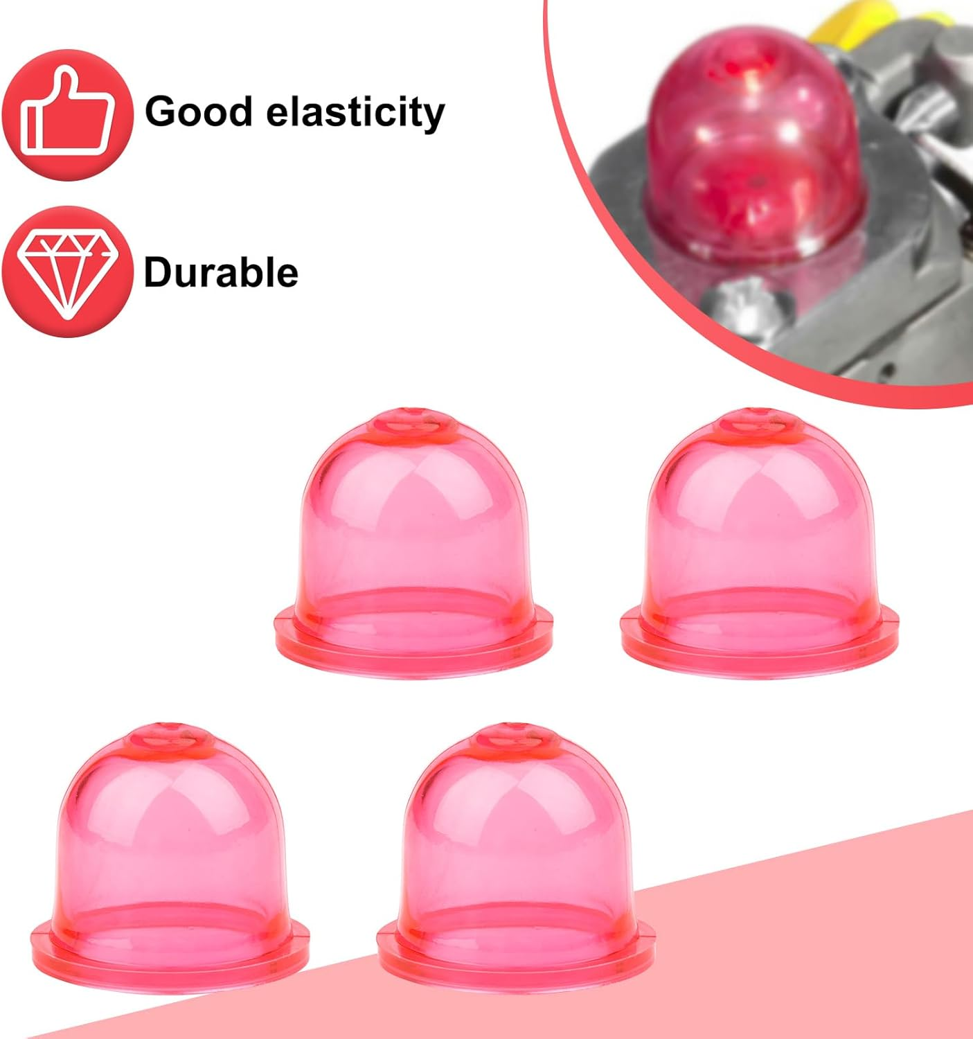 Gosknor 4Pcs Primer Bulb Replacement, Carburetor Primer Bulb for Small Engines Pump Bulb Fuel Primer Bulb for WALBRO Weedeater Chainsaw Trimmers Lawn Mowers Leaf Blowers (Red) image number 2