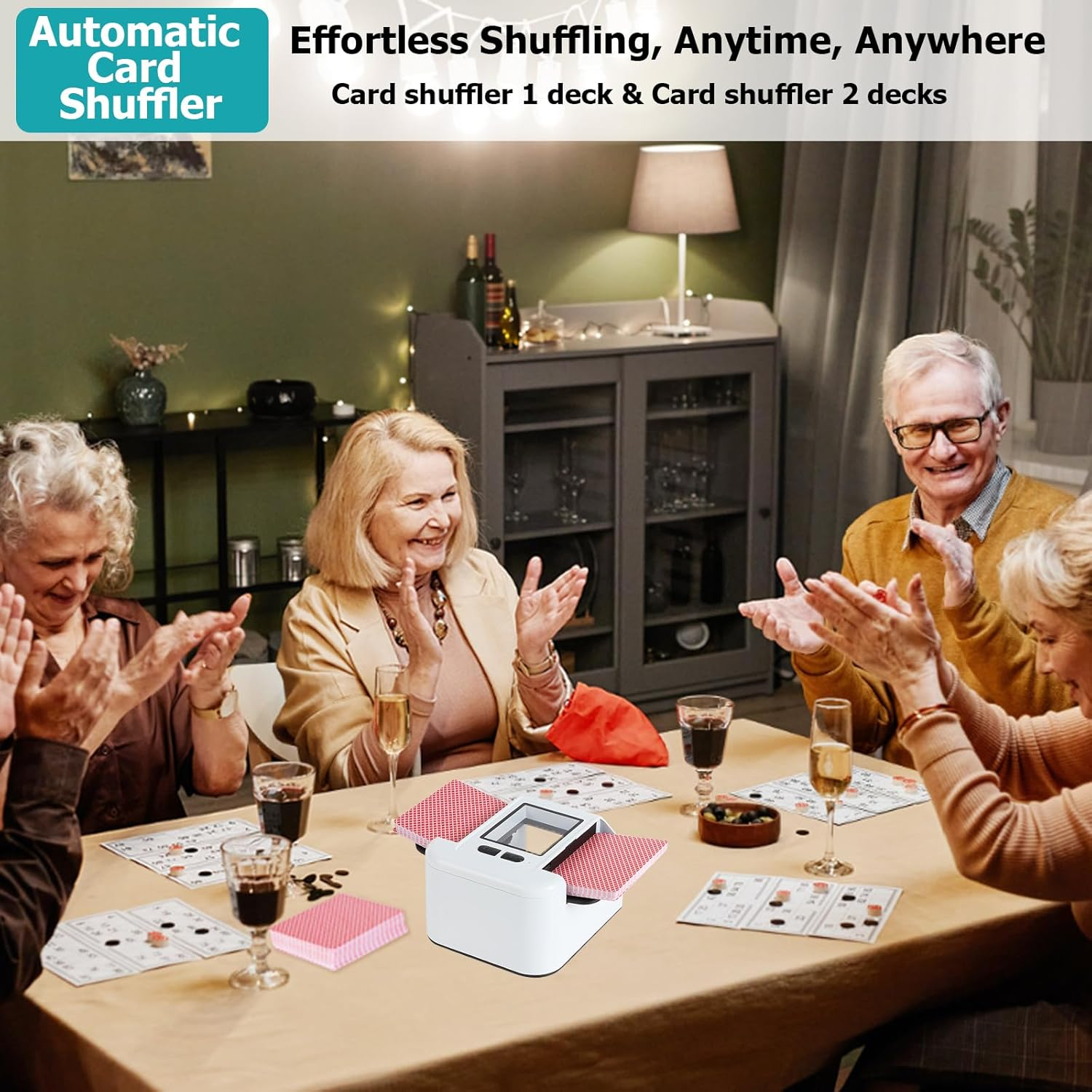 Buldoospok Quiet Automatic Card Shuffler 1-2 Deck, 2000 Mah USB-C Rechargeable Electronic Card Shuffler, One-Press AUTO and Manual Card Shuffle Machine for UNO Poker Blackjack Skip-Bo Phase 10 image number 6