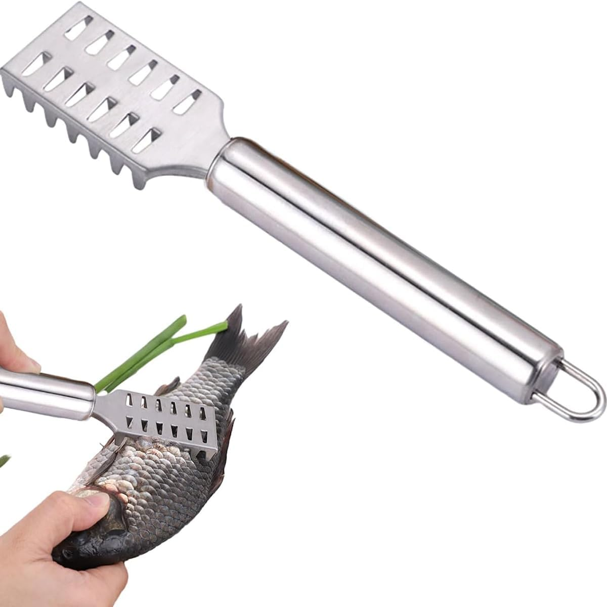 AIMALL Stainless Steel Fish Scaler, 7.68-Inch Scale Remover with Ergonomic Handle for Efficient Fish Skin Peeling image number 6