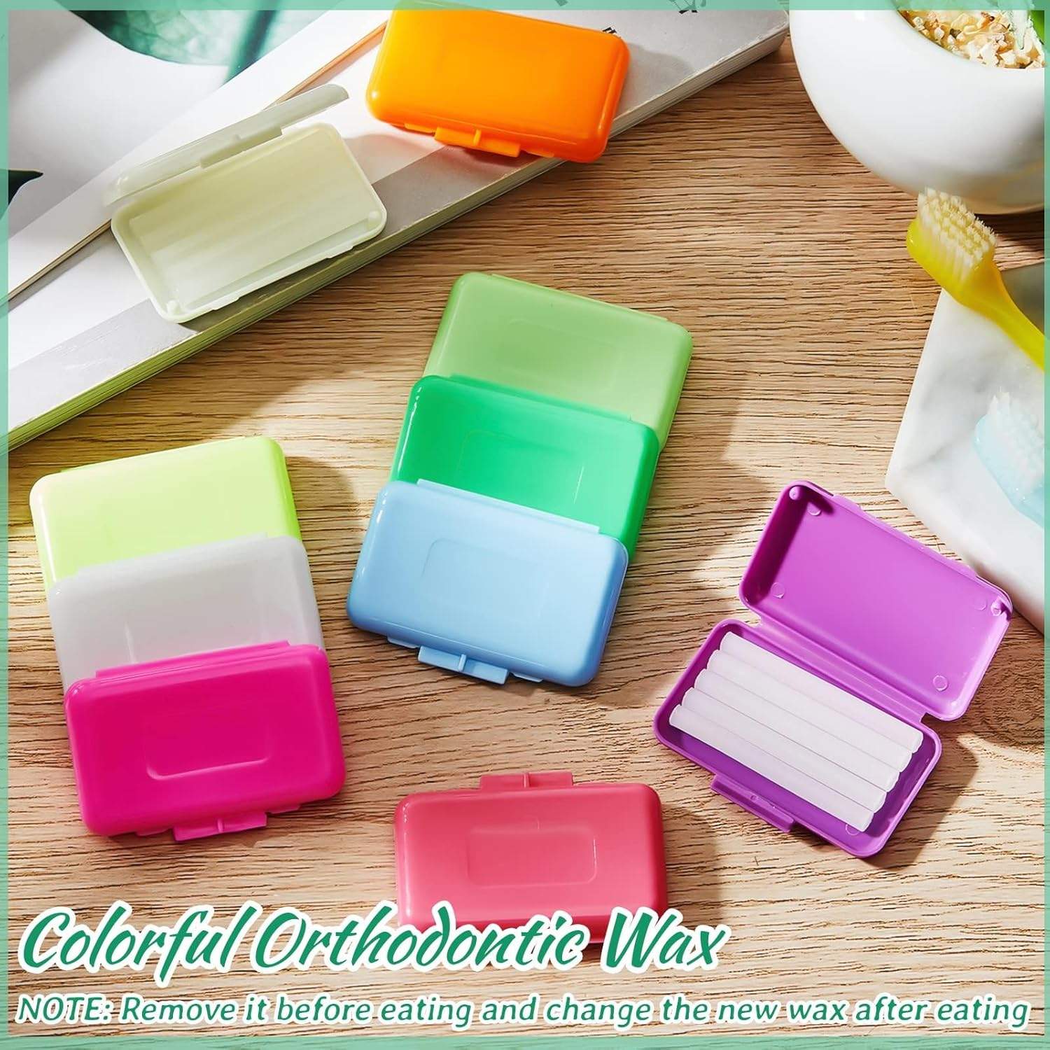 40 Pack Clear Braces Wax for Teeth Dental Wearer Orthodontic Tooth Wax for Braces and Oral Appliances with Colorful Storage Case and Smell(Mixed Flavors) image number 4