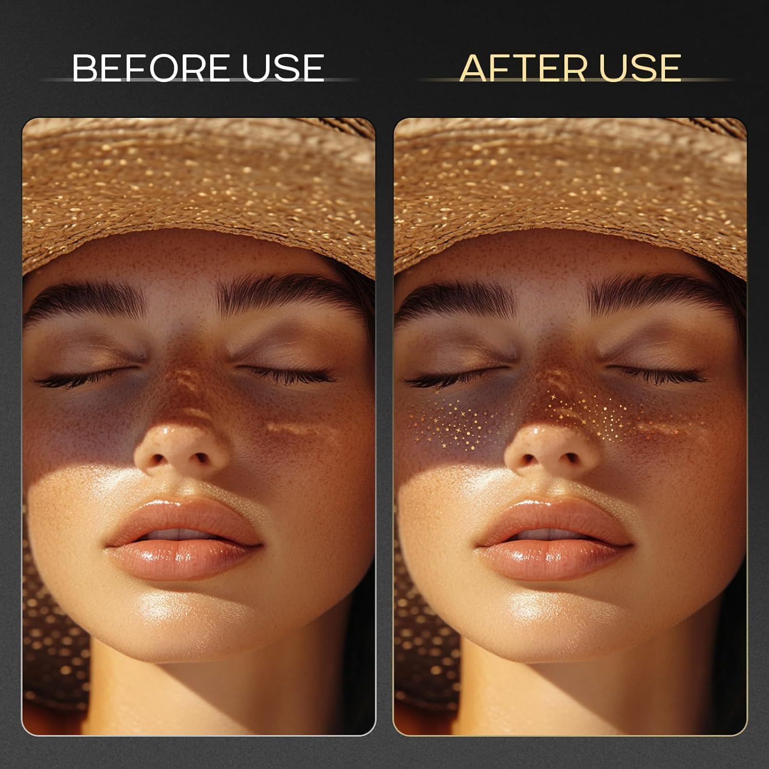 Glitter Freckles Face Tattoo, 10Pcs Glitter Freckles for Face, Gold Sparkle Freckles, Face Glitter Makeup Patches