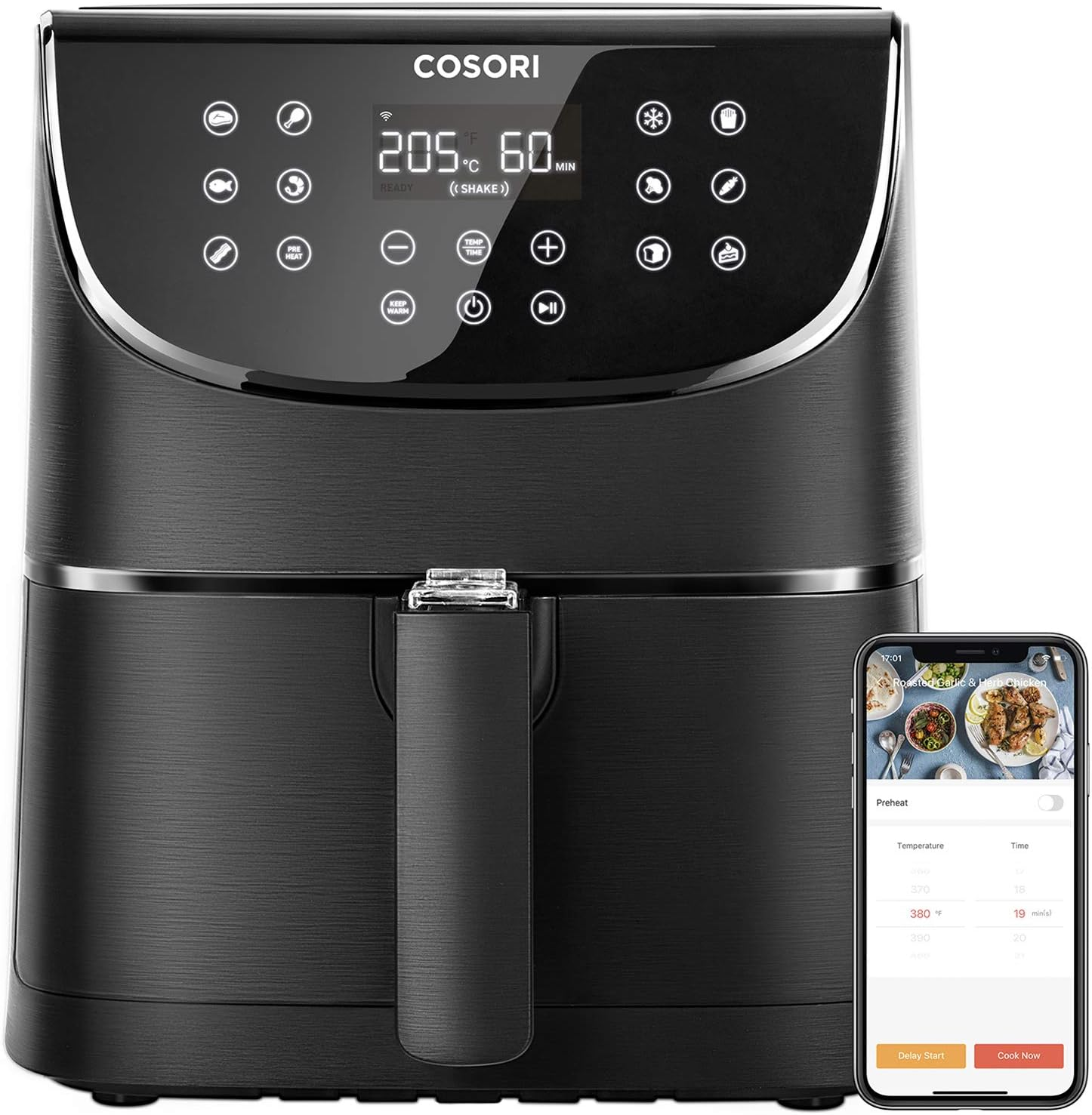 COSORI Air Fryer 5.5L Capacity,Oil Free, Energy and Time Saver with 13 Presets with 100 Recipes(Cookbook & Online), APP Control, On-Stick, Dishwasher Safe Basket,1700-Watt, CS158-AF image number 2