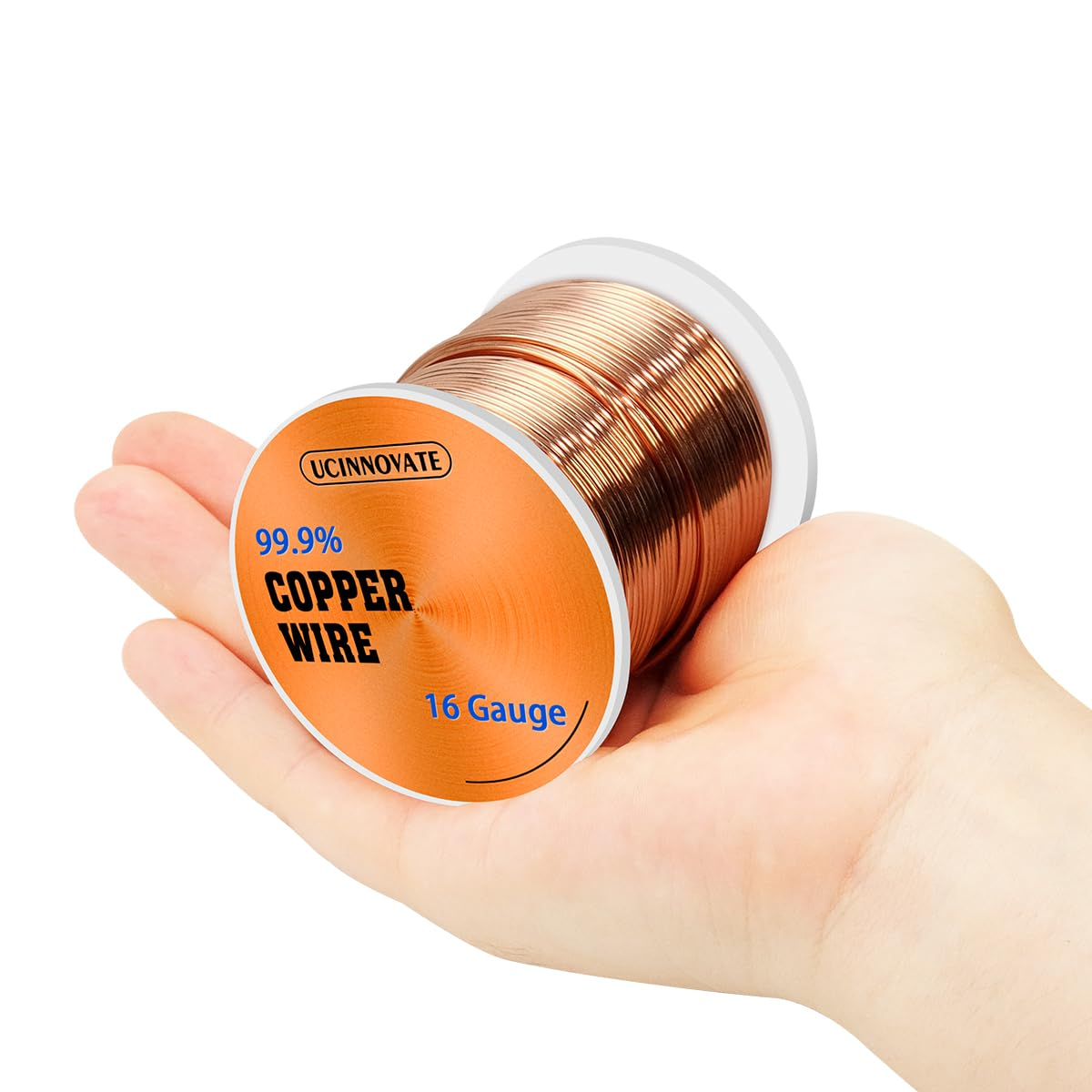 UCINNOVATE 99.9% Copper Wire, 16 Gauge Pure Copper Wire for Jewelry Making, 66FT 1.3Mm Diameter Solid Bare Copper Wire for Electroculture Gardening, Soft Copper Wire 16 Gauge for Craft 1/2 Lb Spool