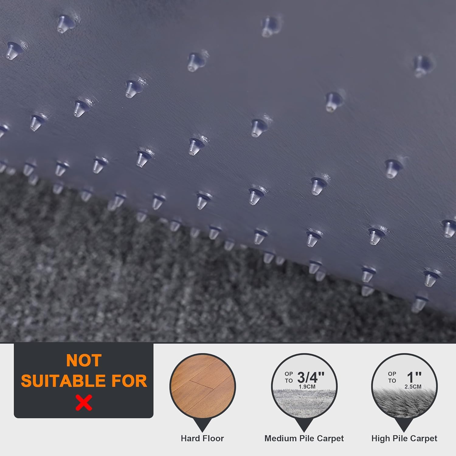 Office Chair Mat for Carpeted Floors 90X120Cm with Lip, Low to Medium Pile, PIONIQUS Heavy Duty Carpet Protector for Office Gaming Desk Chair, Transparent Thick Desk Chair Mat (Not for Hard Floor) image number 1