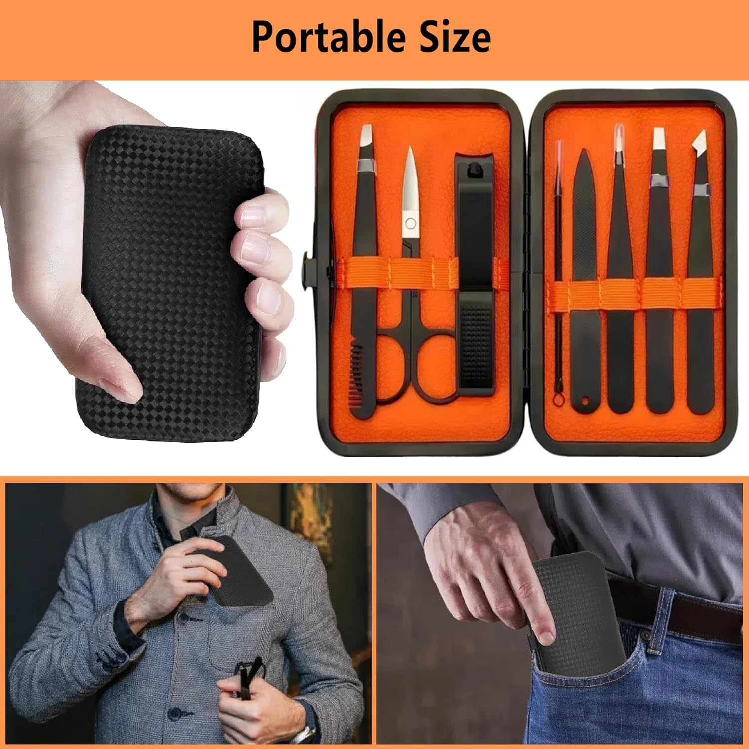 Tweezers Set,Precision Tweezers for Eyeborw Facial Hair Ingrown Hair Splinter Removal,Tweezers and Nail Clippers Set,Travel Nail Clippers Kit with Tweezer Manicure Tool, Grooming Kit Gifts for Men image number 3