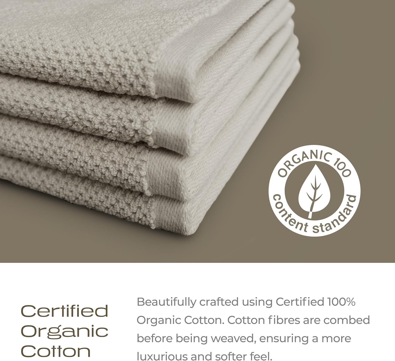 KOHDA LIVING Luxury Washcloths for Face &ndash; Wash Cloths for Bathroom, Silver Infused, Thick & Soft Face Towels &ndash; Premium Luxury Wash Cloths for Your Face, Body, or Bathroom &ndash; 4 Pack (Dune) image number 2