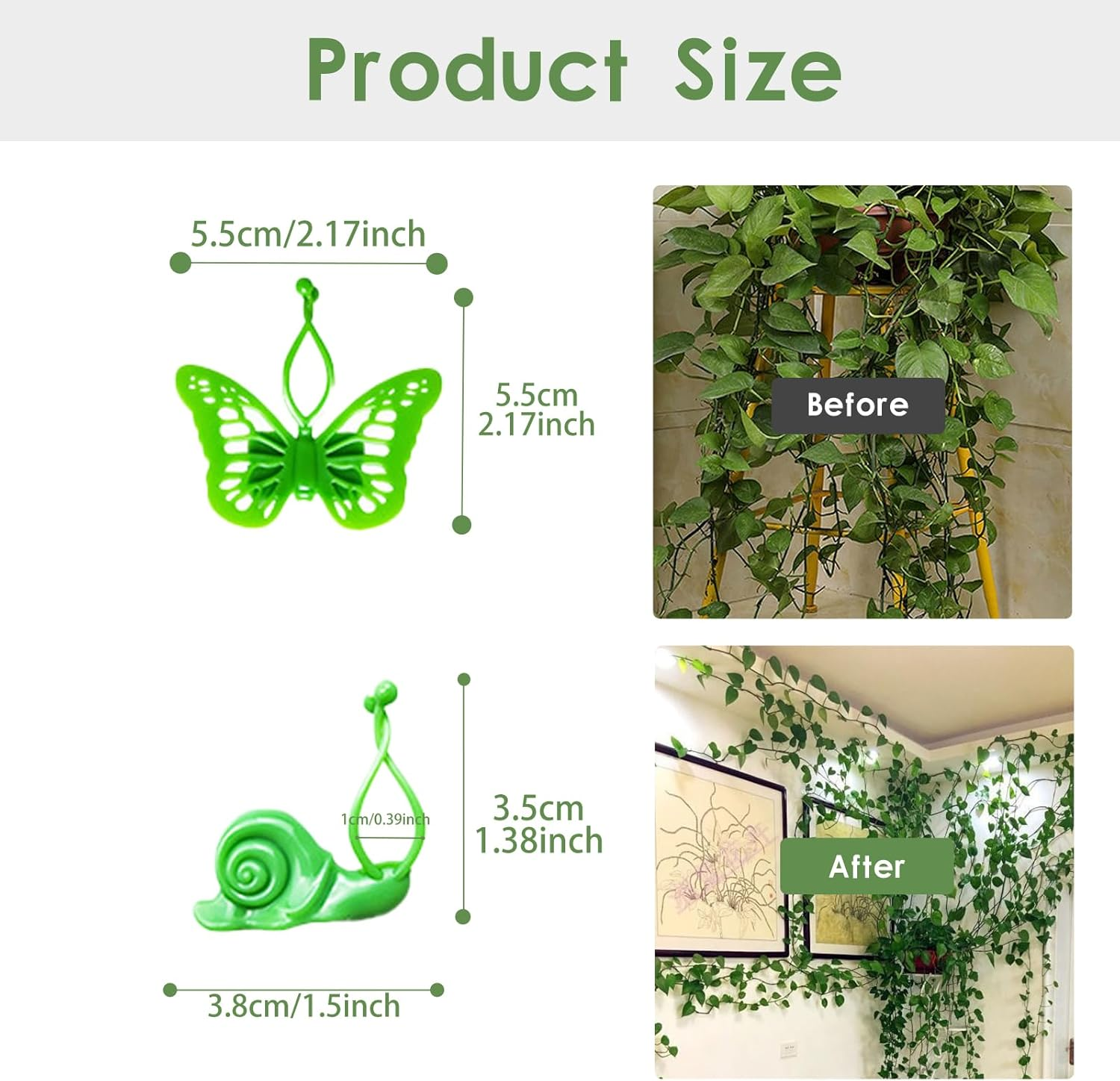 Revylink 50Pcs Snail Plant Clips for Vines Butterfly Wall Plant Clips for Climbing Training Sticky Hooks Hanging Plants Climbing Wall Fixture Clips Plant Climber Vine Plant Support Green image number 1