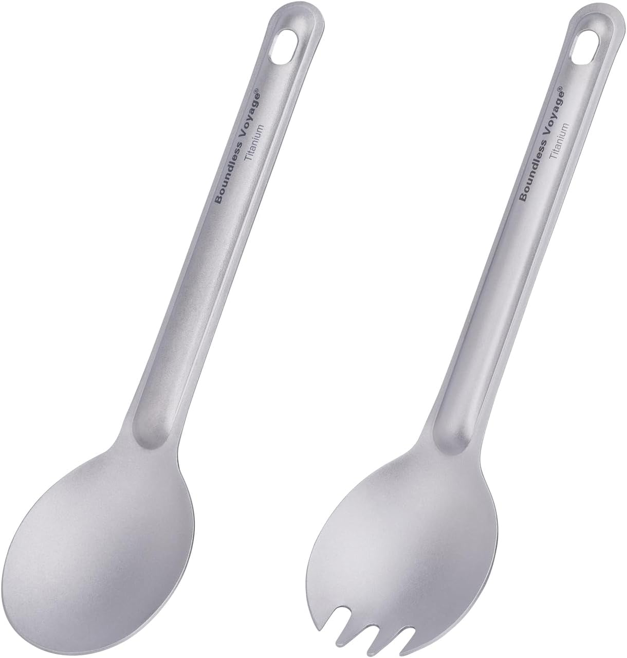 Boundless Voyage Titanium Cutlery Set Reusable Spork Set 2 Packed Lightweight Camping Tableware Outdoor Flatware with Storage Bag Ti1037T