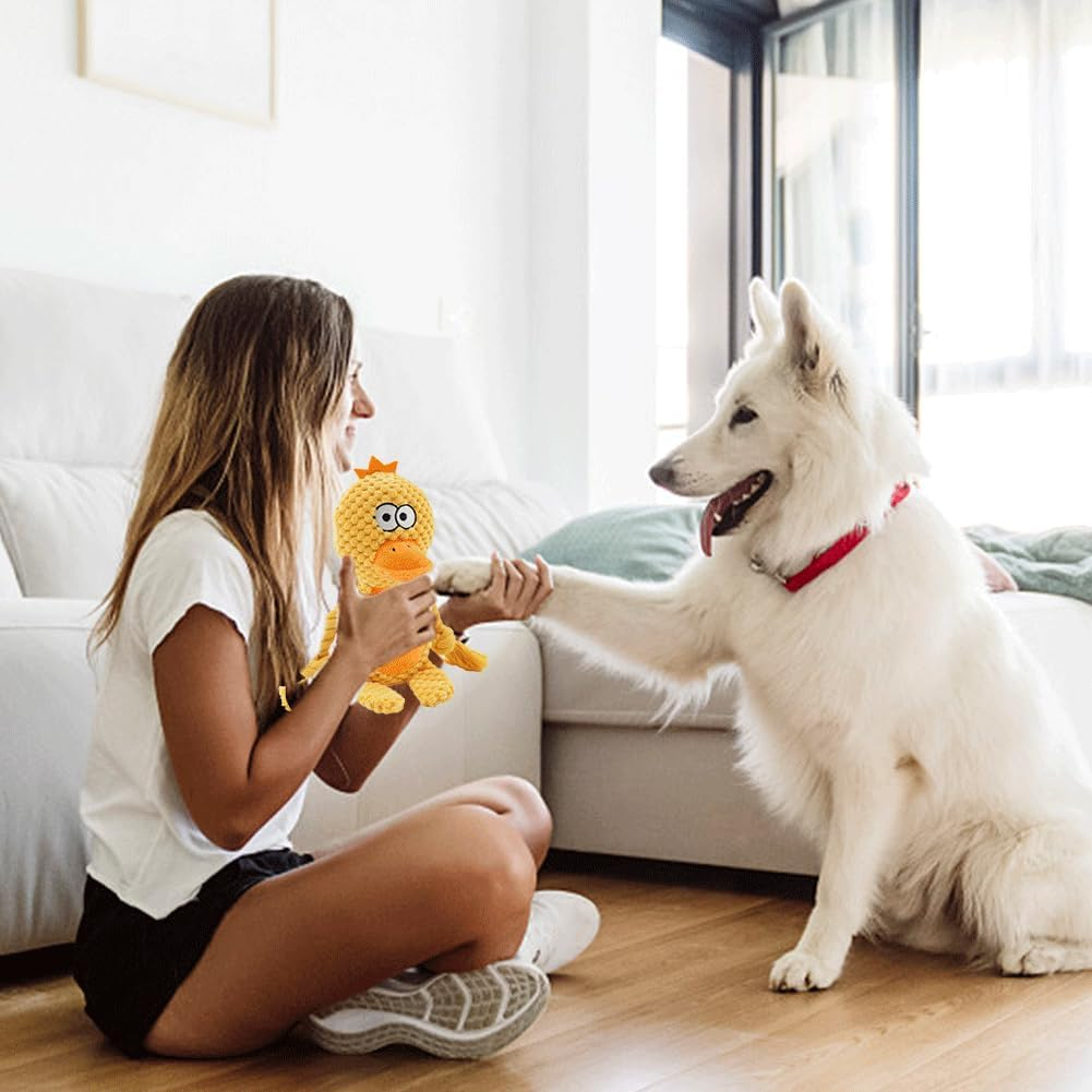 2025 Plush Dog Toy - Squeaky & Indestructible Chew Toy for Small Medium Dogs, Interactive Soft Stuffed Toy, Washable & Lightweight for Puppies (Duck) image number 3