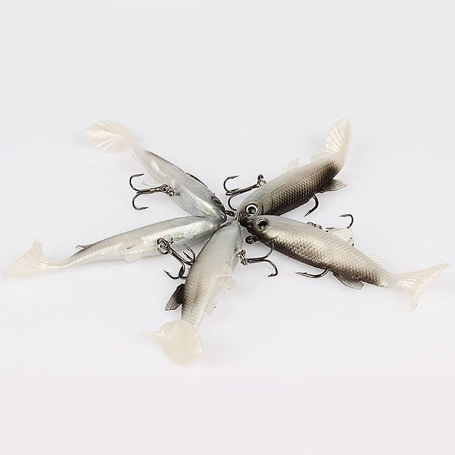 10Pcs Vibe Lures Soft Plastic Poddy Mullet Flathead Jig Heads Fishing image number 6