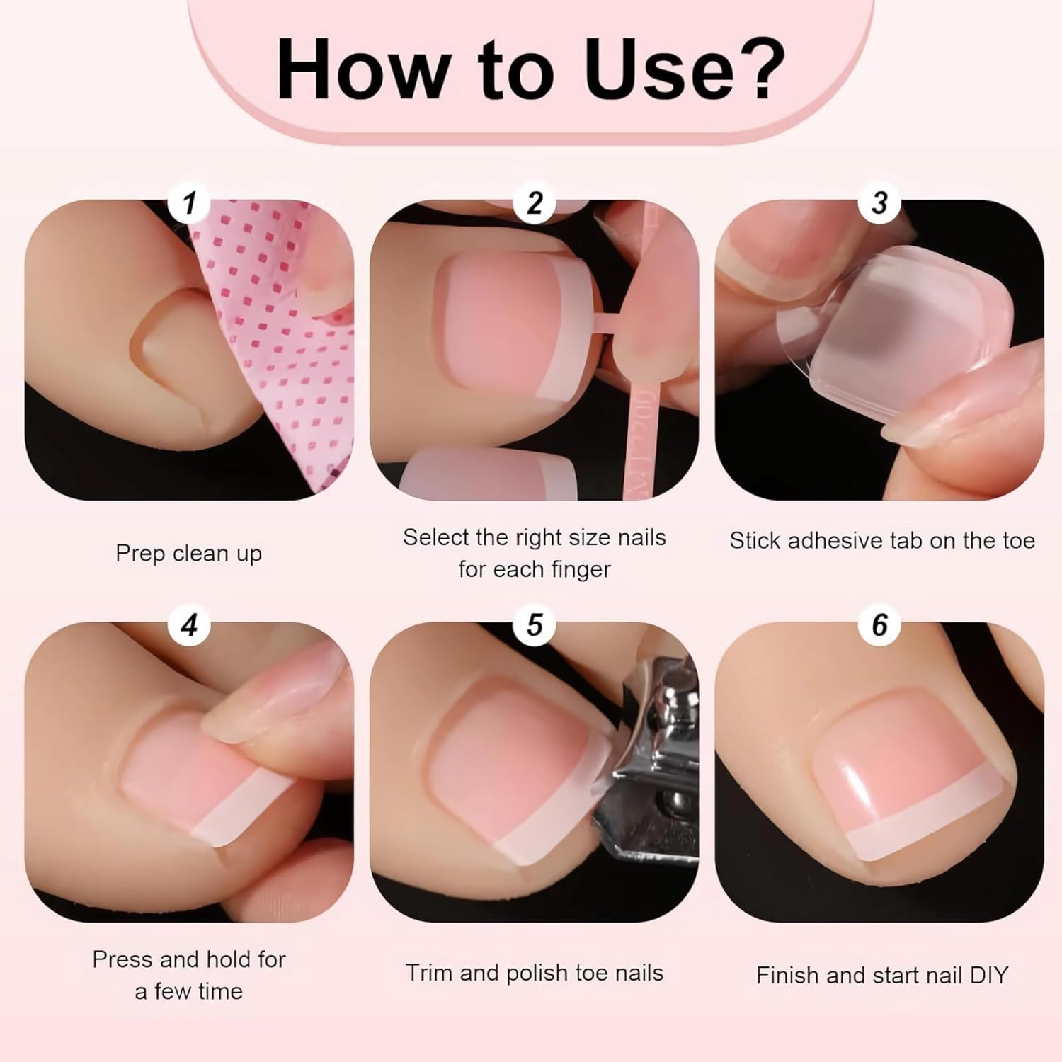 24 Short Square False Toes, Shiny Female Toes, 12 Pieces of False Toenails of Different Sizes, Reusable Toenail Sticking for Female Nail Art, Acrylic False Nail Kit (Wine Red) image number 1