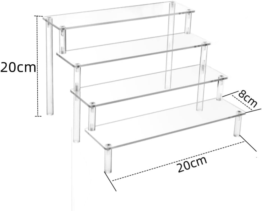 4 Tier Acrylic Riser Shelf, Clear Display Stand, 20*8 Cm, for Figures, Desserts Holder, Collections Organizer and Cosmetic Items image number 5