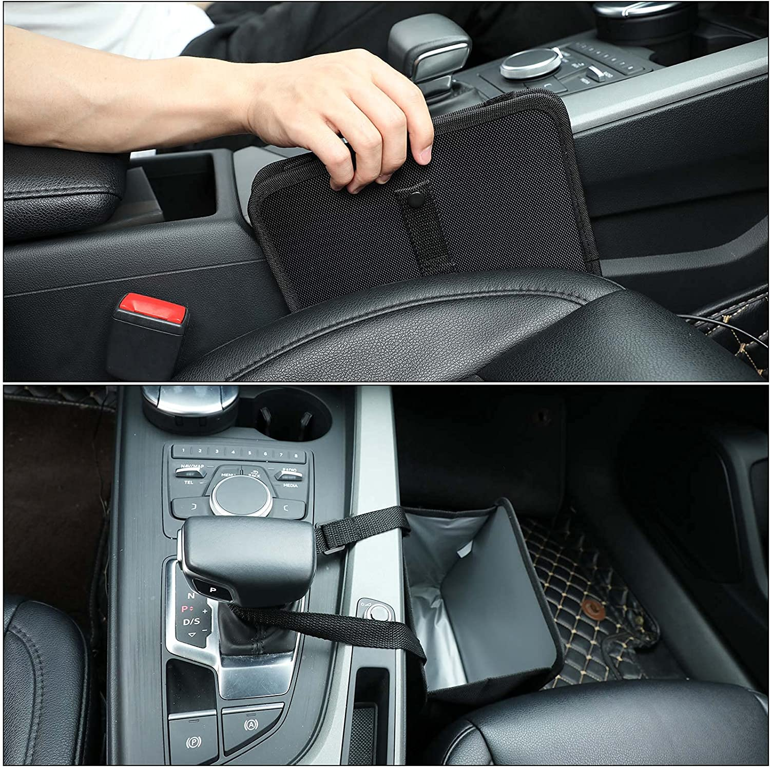 Hanging Car Trash Bag Can Premium Waterproof Litter Garbage Bag Organizer 1.85 Gallon Capacity Black Powertiger image number 6