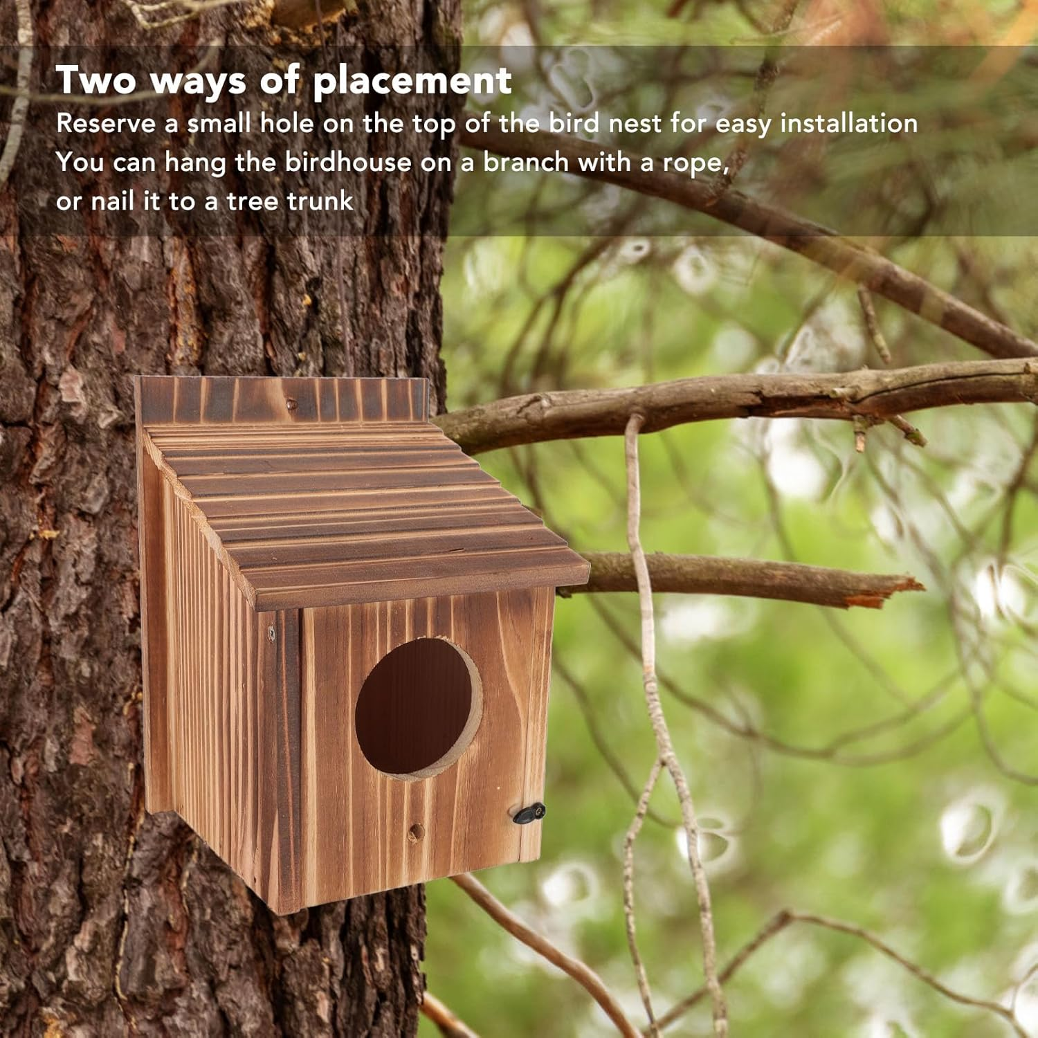 Wood Bird House, Owl House for Outside, Versatile Mounting Birdhouses for outside Clearance with Pole Bird Nesting Box, Barn Owl House Bluebird for Garden Patio Decorative image number 2