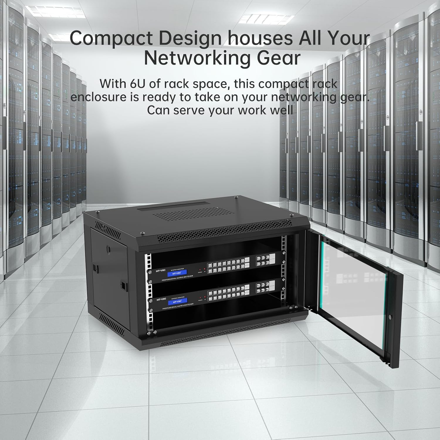 MT-VIKI 6U Wall Mount Server Cabinet Network Rack Vented Enclosure, 0.8Mm Thick, 17.7'' Deep (450Mm), for 19'' IT Equipment, Included 1Pcs 10'' Depth Rack Shelf image number 5