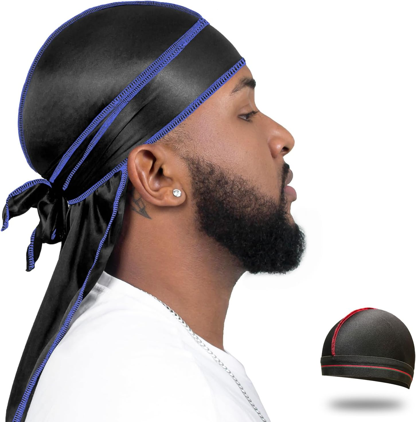 Silky Durag for Men Wave Cap Satin Dorag for Men Women 360 Wave