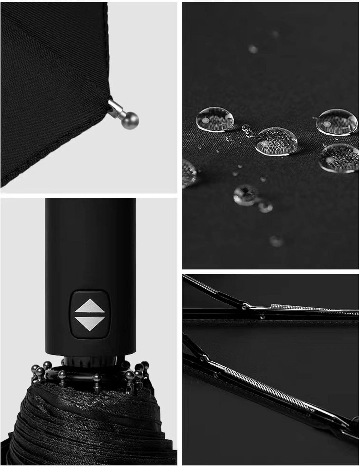Auto Open Umbrella, UV Protection with Black Coating,Windproof, Water Repellent Fabric Folding Travel Umbrella - Black image number 7