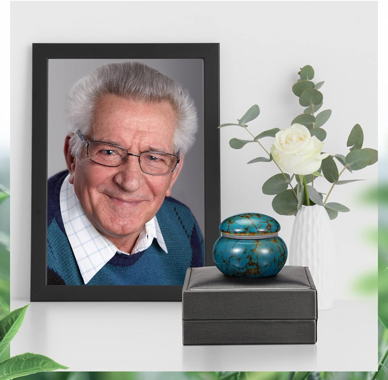 Sieral Set of 4 Small Urns for Human Ashes Keepsakes Cremation Ceramic Mini Urns for Human and Pet Ashes Funeral Container with Box and Lining for Memorial Your Loved One Lost, 4 Colors(Vintage) image number 3