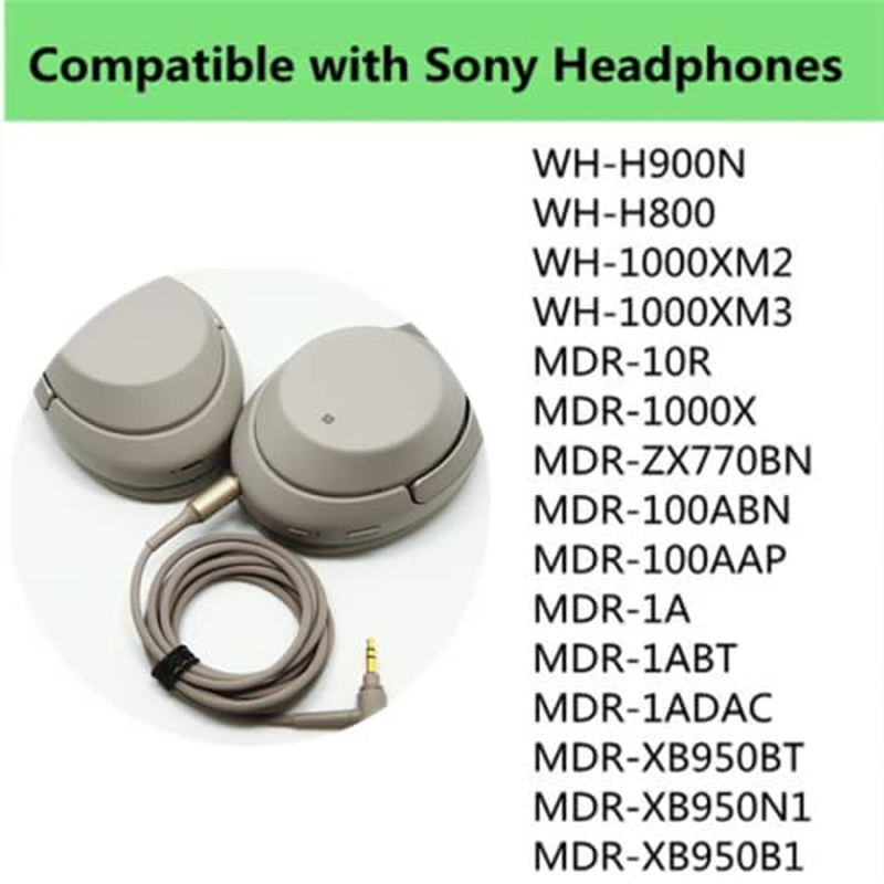 WH1000XM5 Replacement Audio Cord WH-1000XM4 Cable Compatible with Sony WH1000XM2 WH-1000XM3 MDR-XB950BT MDR-100ABN MDR-10R MDR-1000X MDR-ZX770BN Noise-Canceling Headphones(Gold) - Gold image number 1