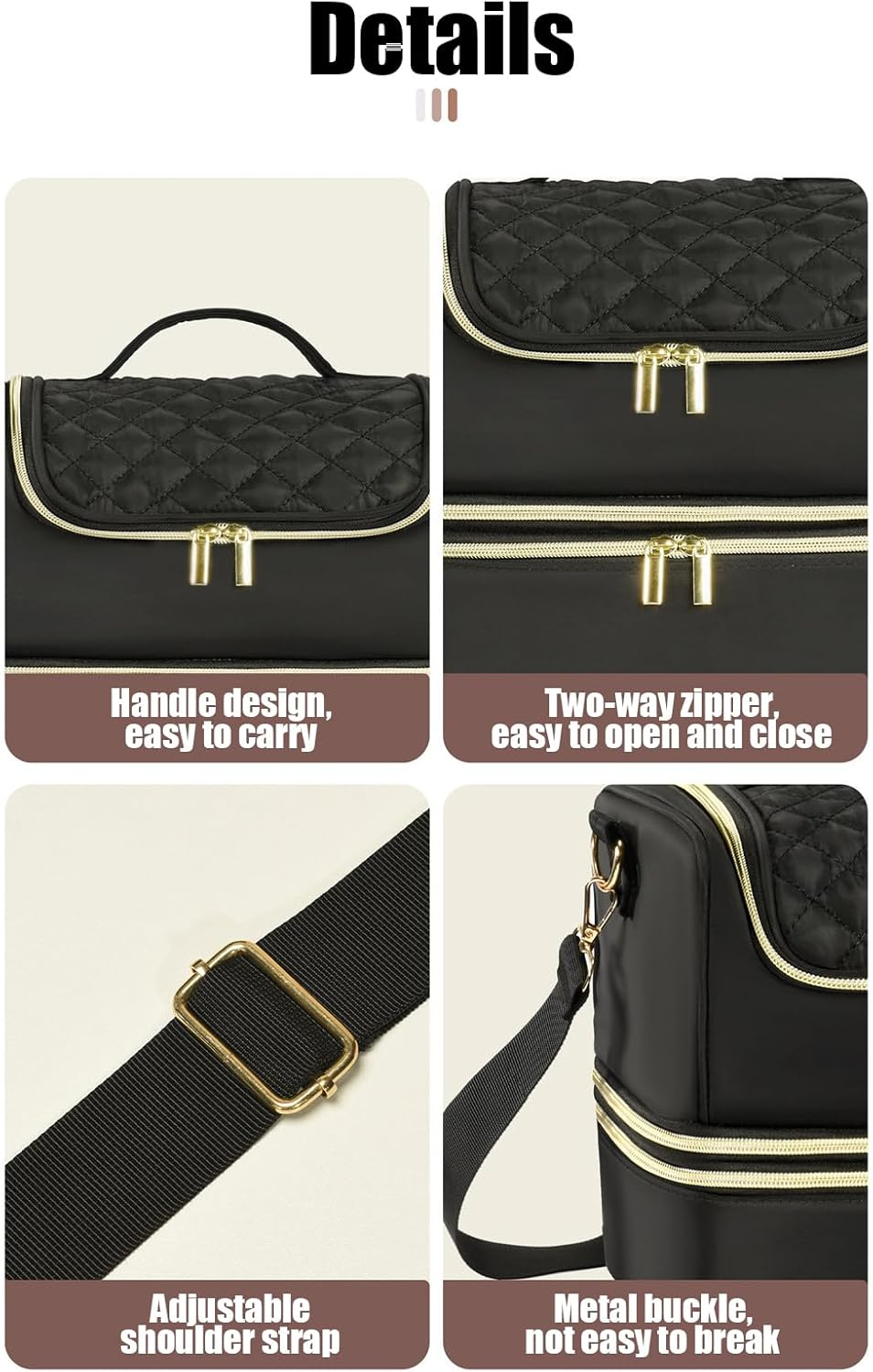 Nail Polish Storage Case - Nail Polish Carrying Case, Nail Supplies Storage Bag, 2 Layer Storage Bag, Can Hold 45 Bottles Nail Polish, Black, Se R&eacute;f&eacute;rer Au Descriptif, Refer to Description image number 5