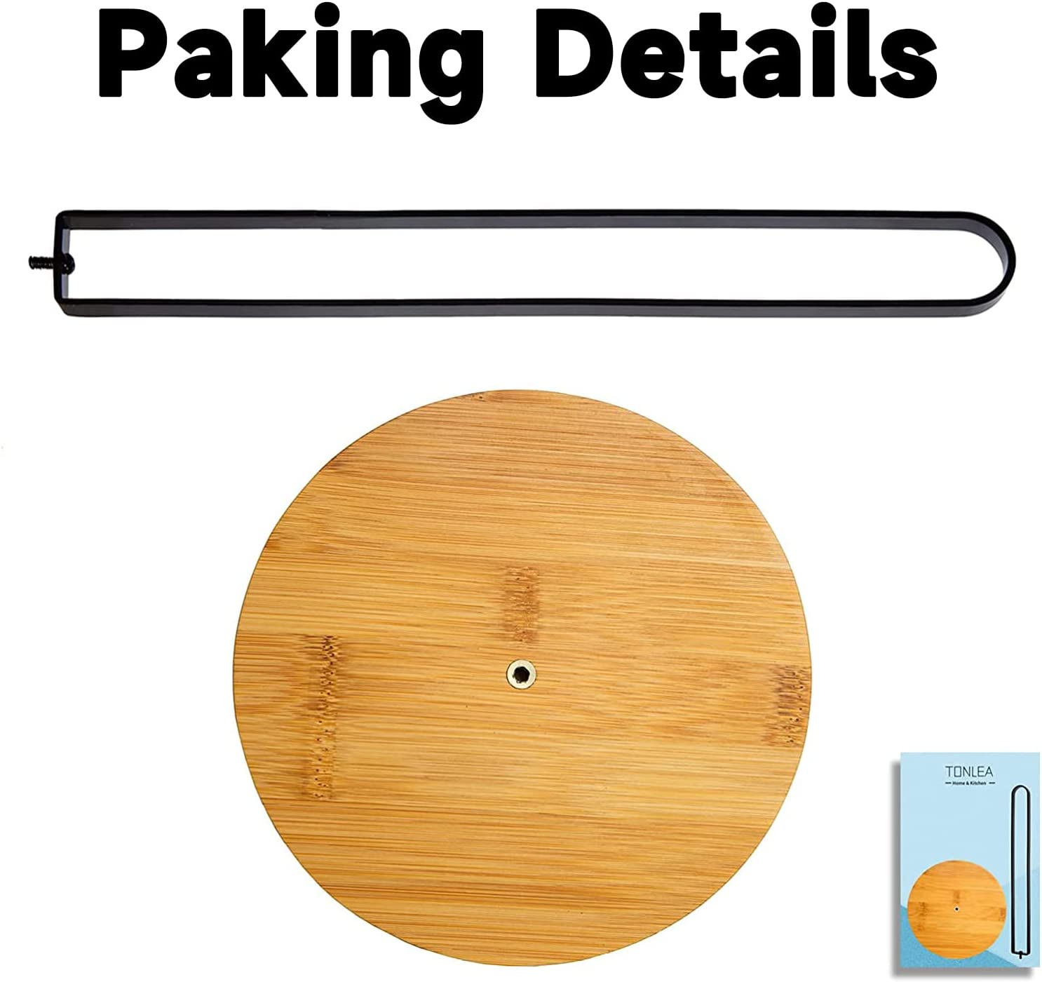 TONLEA Wooden Paper Towel Holder Countertop, Kitchen-Towel-Holder Freestanding with Non-Slip Base for Bathroom - Black,Blue image number 2