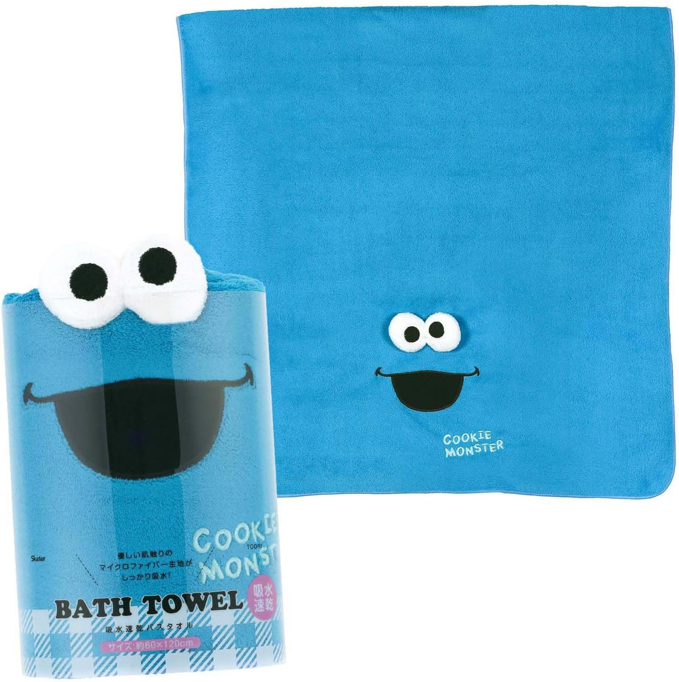 Skater TOH1-A Water Absorbent, Quick-Drying, Hair Drying Towel, Elmo, Sesame Street, Length 15.7 X Width 39.4 Inches (40 X 100 Cm)