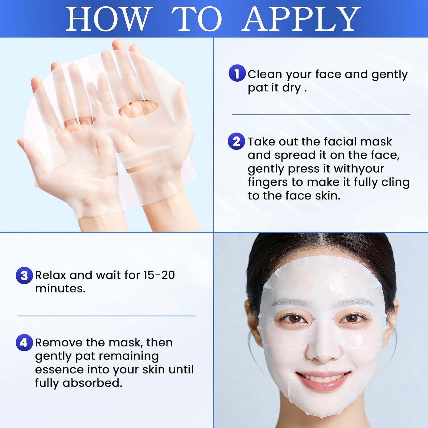 Korean Face Mask 5PCS - Baby Skin Collagen Moisturizing Mask with Hydrolyzed Collagen & 8D Hyaluronic Acid Firming Anti-Wrinkle Long-Lasting Hydration - Korean Facial Mask Fits Skin image number 5