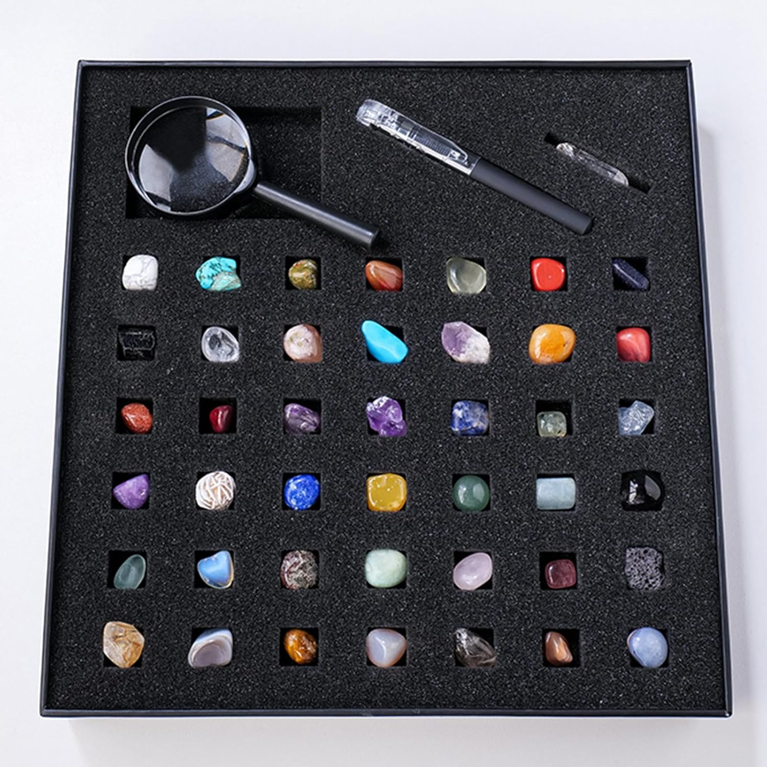 Rock Kit for Geology Enthusiasts | Rock Collection with Mineral Testing Tools, Crystal Geode Display & Volcanic Samples | Beginner to Advanced Specimen Study image number 3