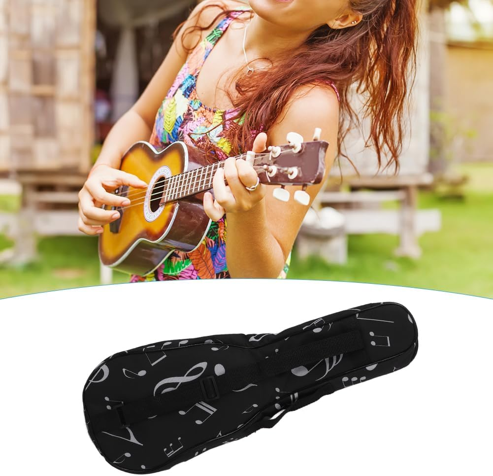Ukulele Case, Oxford Cloth Waterproof Lightweight High Durability Ukelele Bag Large Storage with Exterior Front Zipped Pocket for Outdoor Black 21Inch image number 1