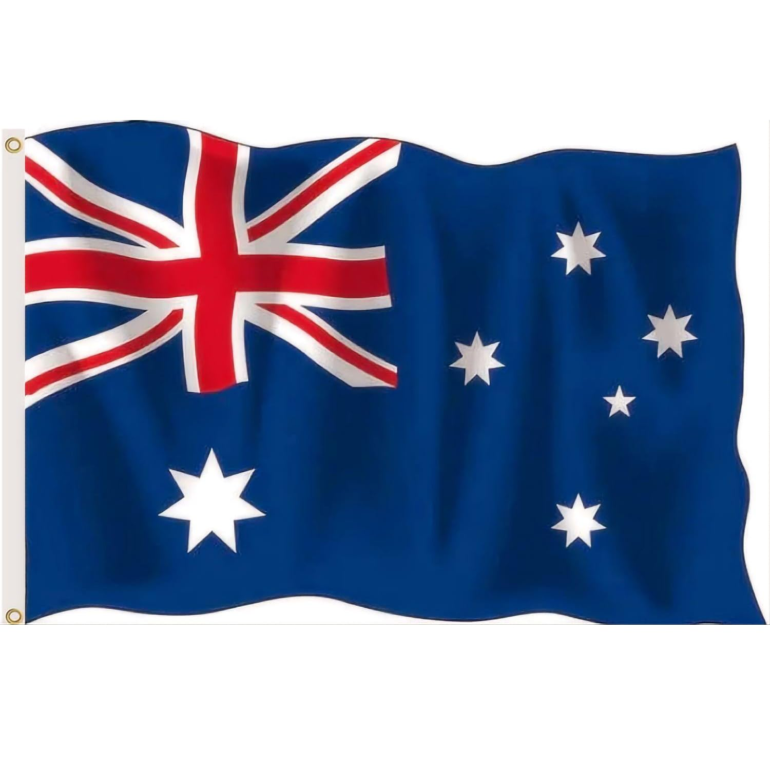Australia Aussie Flag 3X5 FT, Outdoor Australia Day OZ Aus Festival Australian National Flags 90X150Cm, Polyester, Vivid Color, Fade Proof, Canvas Header, Double Stitched Designed with Brass Grommets image number 1