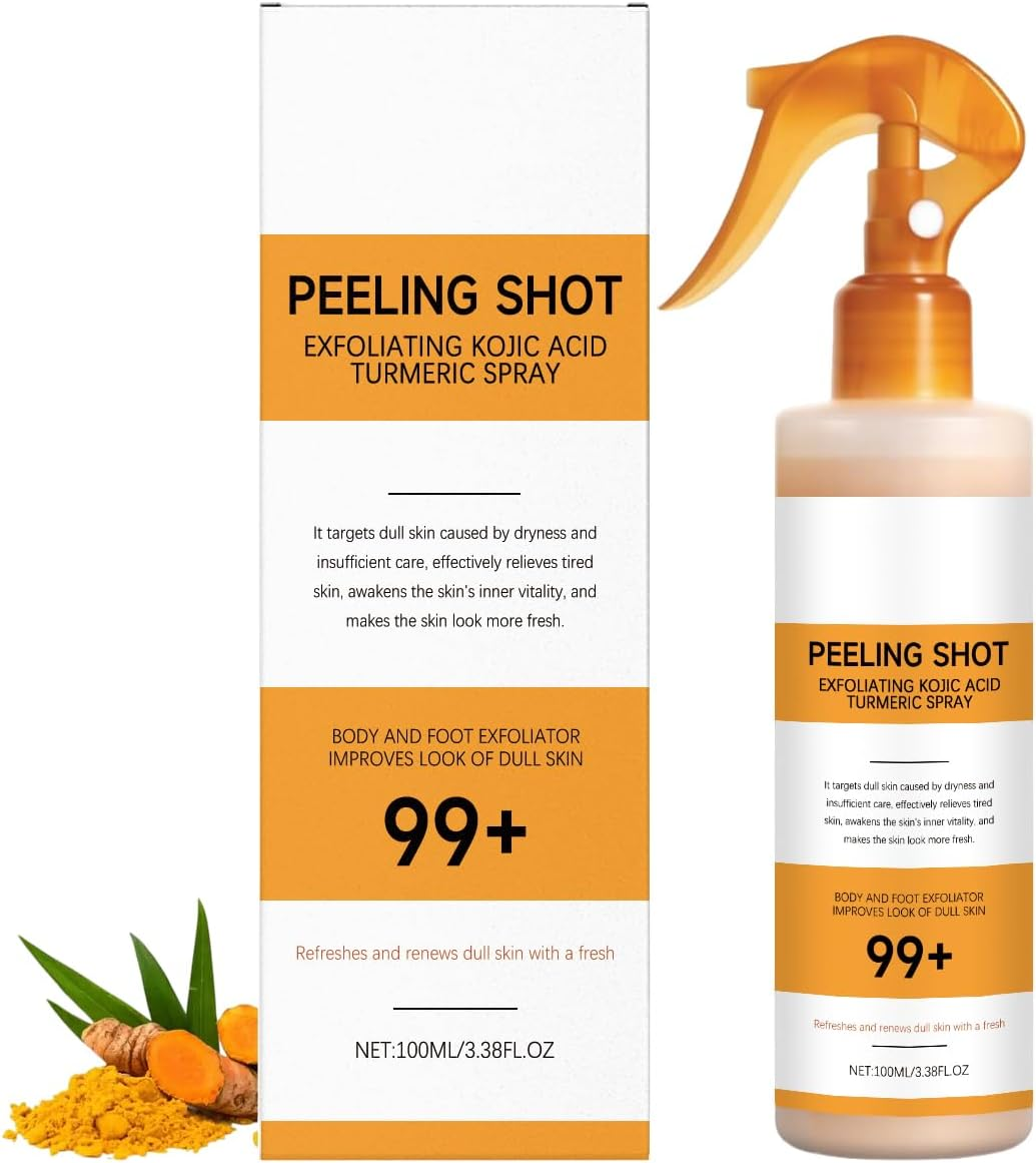 Peel Shot Keratin Care Kojic Acid Turmeric Spray, Exfoliating Peeling Solution, Body and Face Peel Spray, Gently Exfoliating and Hydration of Skin, Brighten Skin for All Skin Types (1PCS)