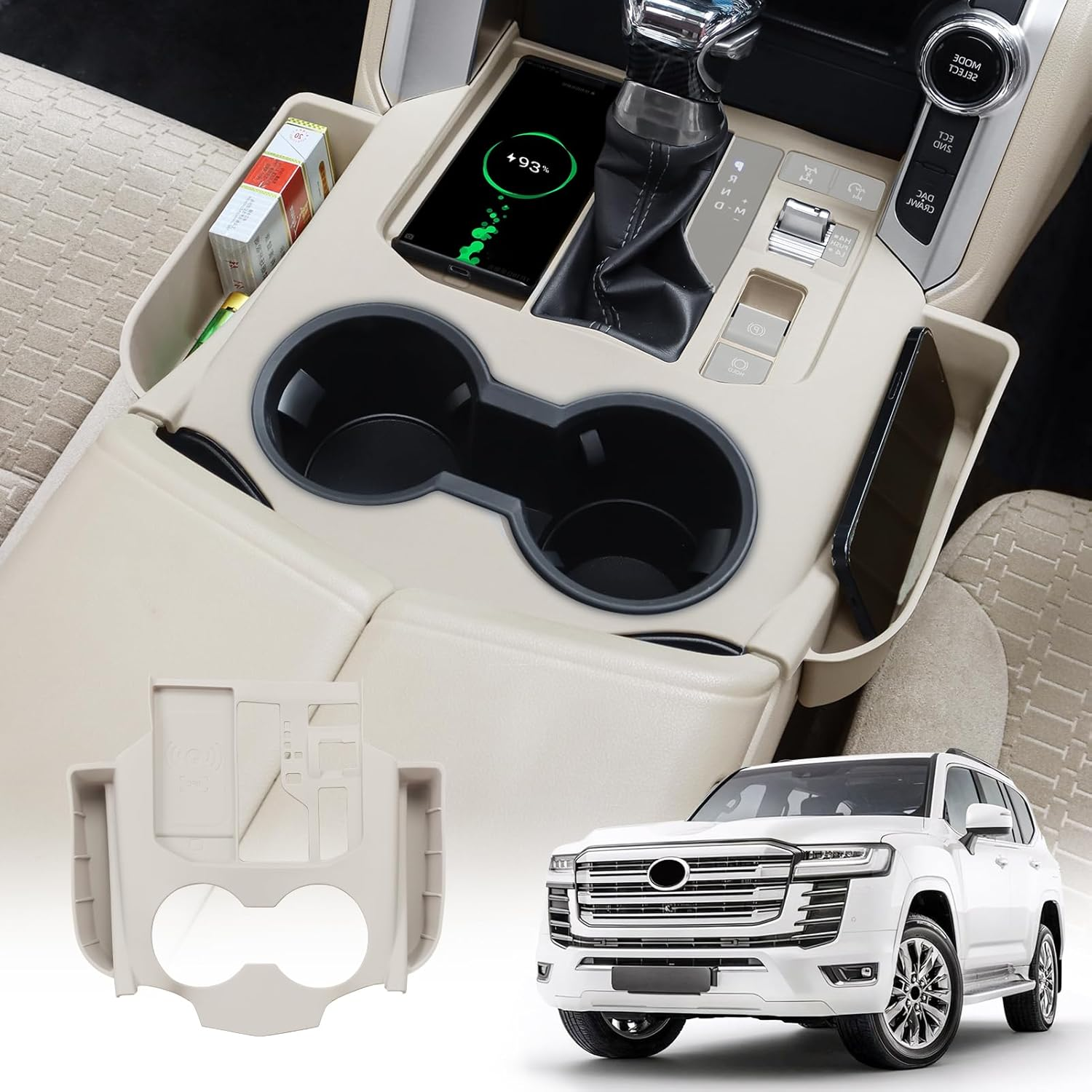 Central Control Silicone Storage Box for 2021 2022 2023 2024 2025 Toyota Land Cruiser 300 Lc300 J300 Seat Gap Storage Box Wireless Charging Silica Gel Pad Internal Modification Accessories ((Black)