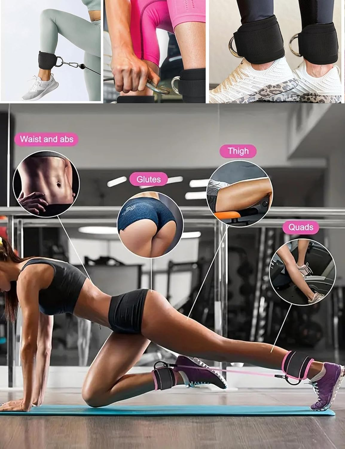 Wayfurr Lifting Straps &ndash; Durable Cotton Wrist Straps with Padded Support & Adjustable Ankle Straps for Cable Machine, Deadlifts, Rows & Strength Training image number 4