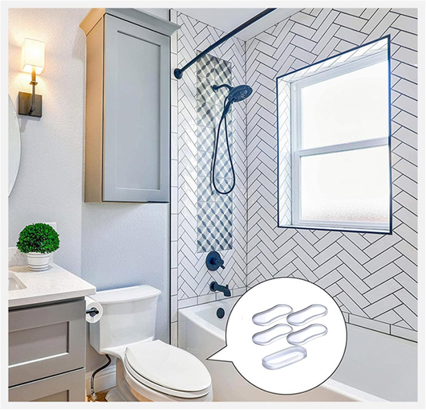 Roczential 5 Pack Toilet Seat Bumper Replacement Kit Silicone Toilet Seat Buffer Transparent Toilet Lid Rubber Pad for Home, Hotels, School Bathroom Toilet image number 5