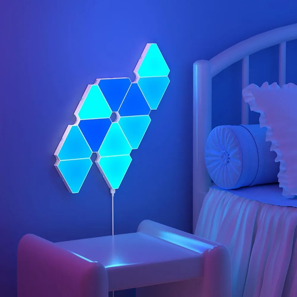 Uantii Smart Triangle Wall Light Hexagonal Lamp LED Indoor Atmosphere Light Gaming Lamp Music Sync Decoration Lamp Bluetooth App Control (10) image number 4