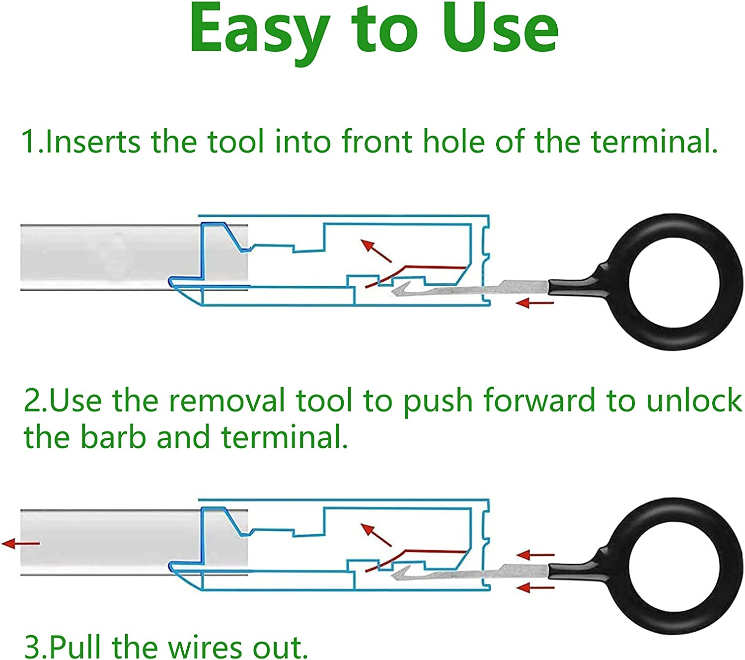 Terminal Removal Tool Kit Worthplanet 38Pcs Terminal Ejector Kit Wiring Crimp Connector Auto Terminals Removal Key Tool Pin Extractor Puller Repair Remover Key Tools for Auto Wire Connector W120049 image number 2