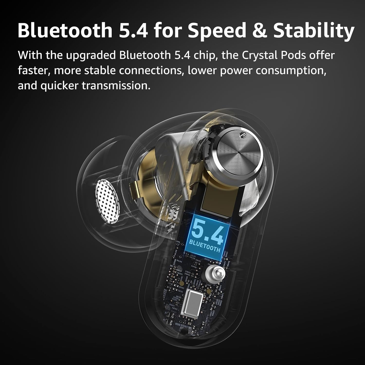 TOZO New Upgrade Hybrid Active Noise Cancelling Wireless Earbuds, 4 Mics ENC AI Clear Calls, Crystal Case, Bluetooth 5.4 in Ear Headphones Stereo Bass Heasets, Waterproof Headset, 32 Eqs via App image number 5