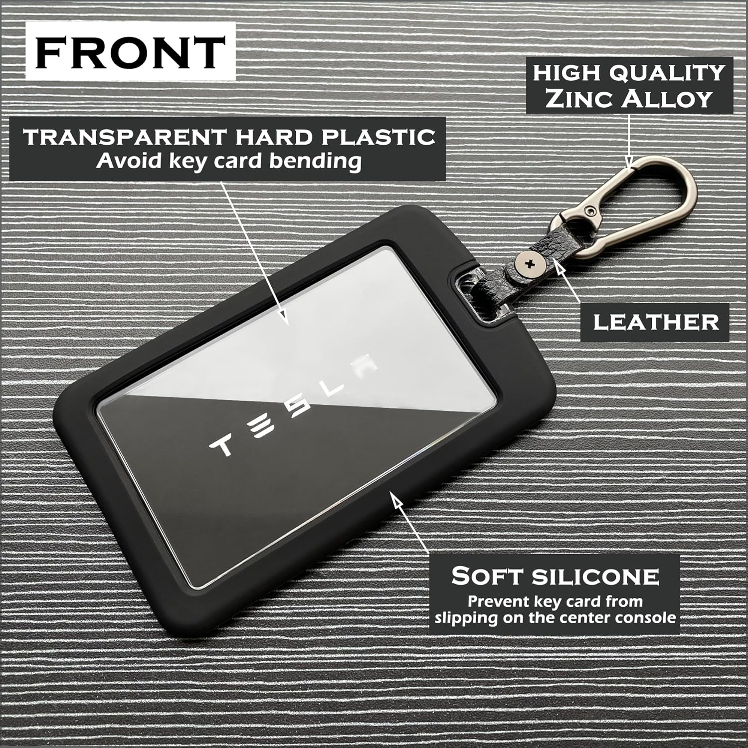 TANDRIVE 2PCS Silicone Key Card Holder Case Compatible with Tesla Model 3 Model Y Cybertruck and Rivian，Key Protector Cover Accessories Including Key Chain, Black and Black