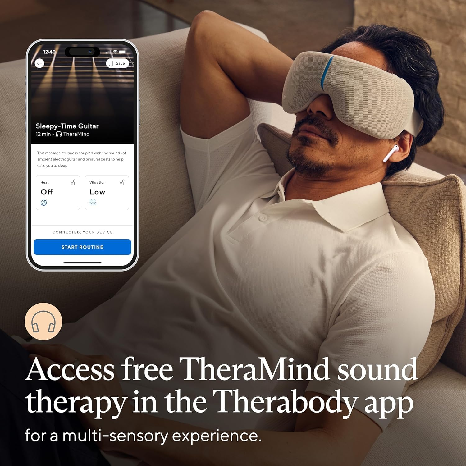 Therabody Smartgoggles (1St Generation) - Bluetooth Heated Facial and Eye Massage Goggles with Sleep, Relax, and Focus Modes Using Smartsense Technology image number 5