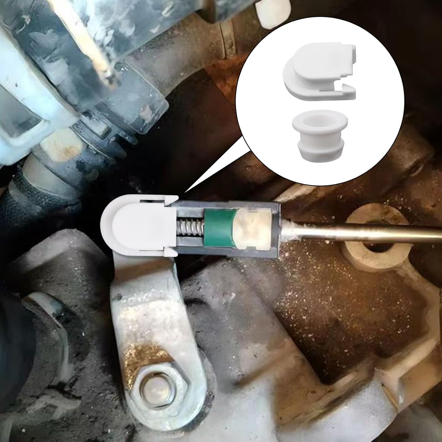 2Pcs Transmission Shifter Bushing Kit, Square Shifter Cable Cap & round Cable Bushing Replacement for OEM KV6Z-7K340-A DG9Z-7S004-A image number 5