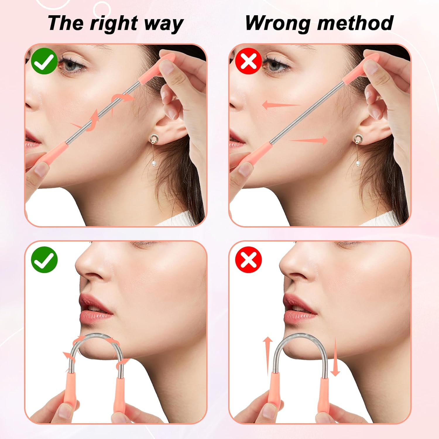 Molain 6 Pieces Facial Hair Remover Spring Eyebrow Face Epilator Coil Portable Hair Remover Spring Threading Tool Hair Remover Spring Epilator for Women Chin Cheek Mustache Upper Lip image number 3