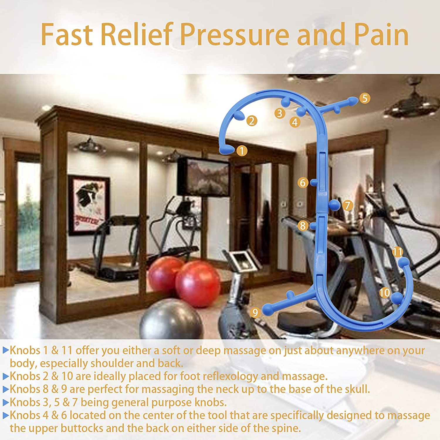 Trigger Point Massager Valuehall Myofascial Release Tool Trigger Point Therapy Self Massage Tool Handheld Massage Stick Tool for Deep Muscle Pain Relief in Back Neck Feet Body V3C01 image number 1