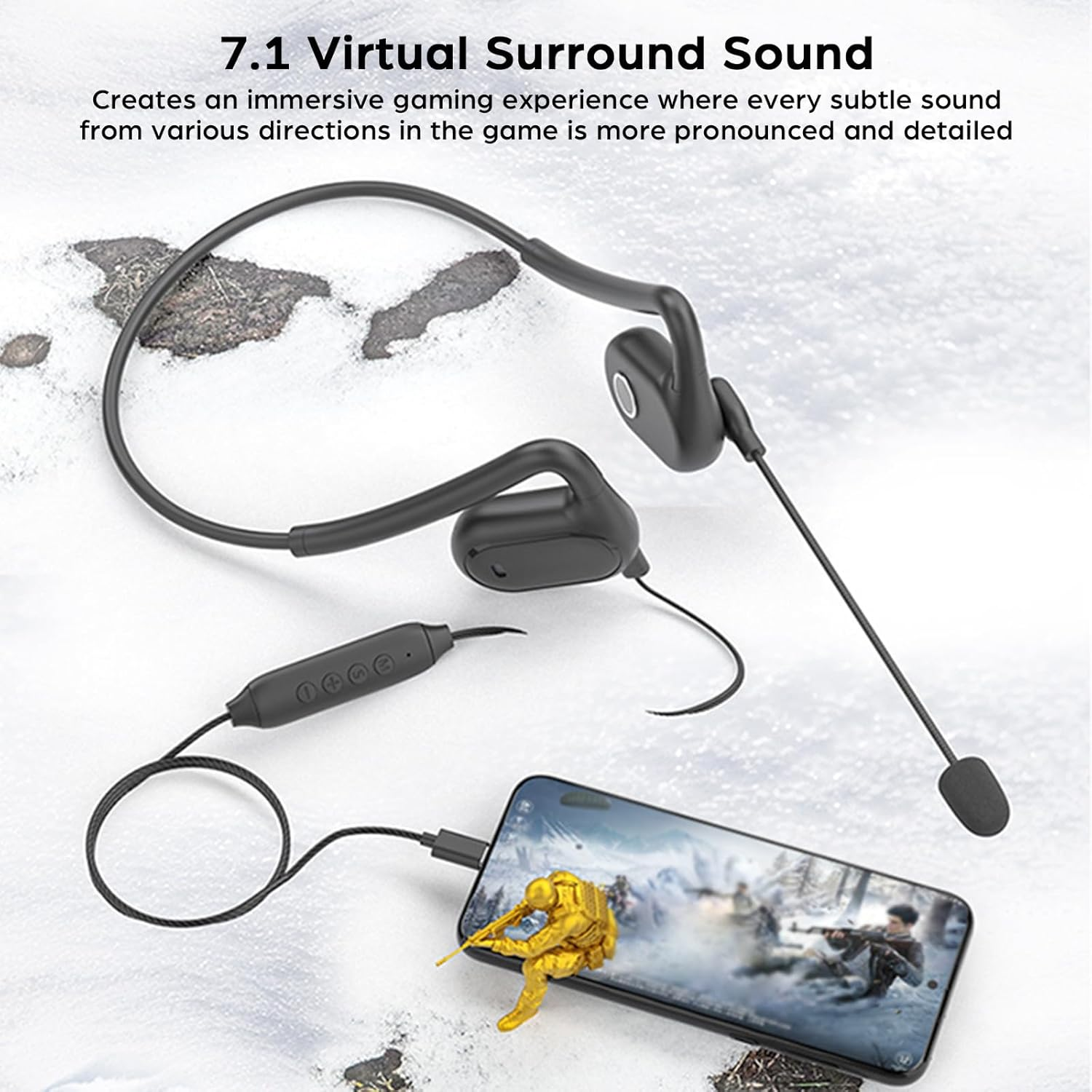 USB C Headphones with Microphone Neckband Monitoring Wired Stereo Gaming Headset 7.1 Surround Sound Noise Cancelling for Calls Work Sports Driving Cycling image number 3