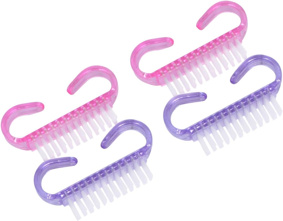 Minkissy 4Pcs Nail Brush Gentle Horn Brush for Nail Cleaning Scrubbing Comfortable Handle