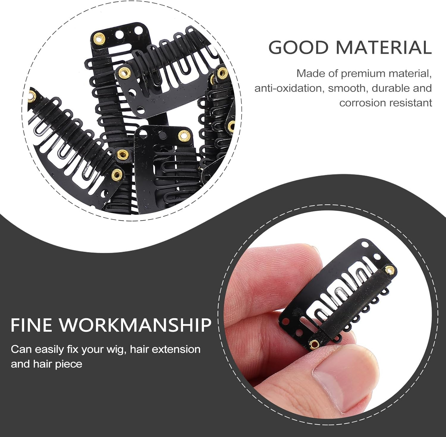 PRETYZOOM 60Pcs Black 3.2Cm Hair Extensions Clip Pin Wig Making Clip Kit for Beret Hat Fixing Sturdy for Hair Styling and Extension Attachment image number 5